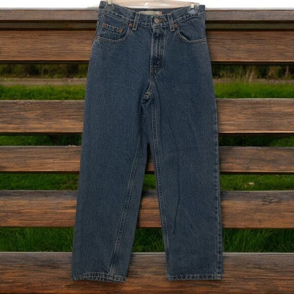 Levi's 550 Boys Relaxed Fit Regular Jeans Size 14 W27 L27 Blue Boot Leg Pockets - Picture 2 of 9
